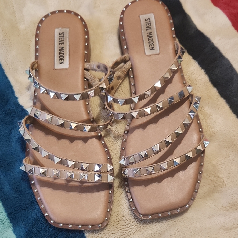 Steve Madden Beige Studded Sandals